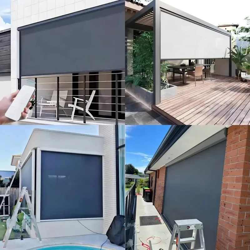 for Built-in Electric Balcony Zipper Roller Blinds Simple Design Shading Waterproof Windproof