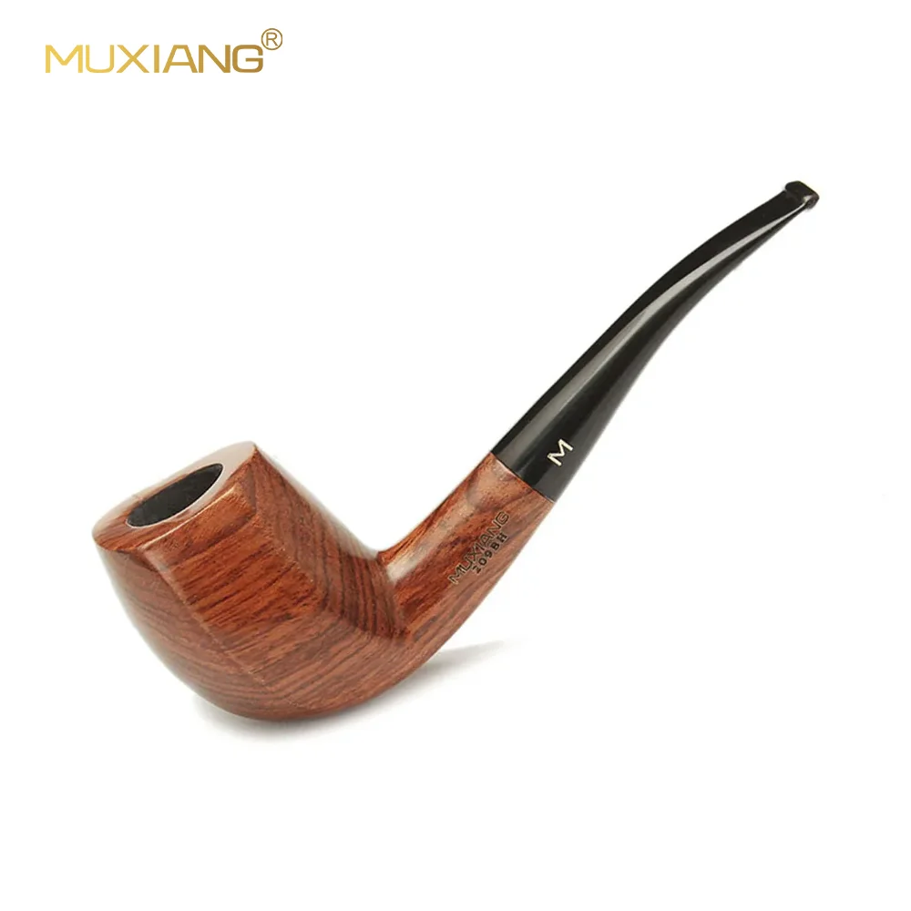 MUXIANG Freestyle Tobacco Solid Wood Pipe Hand Curved Handle Sandalwood Tobacco Pipe 20mm Pipe Bowl Diameter 9mm Pipe Channel