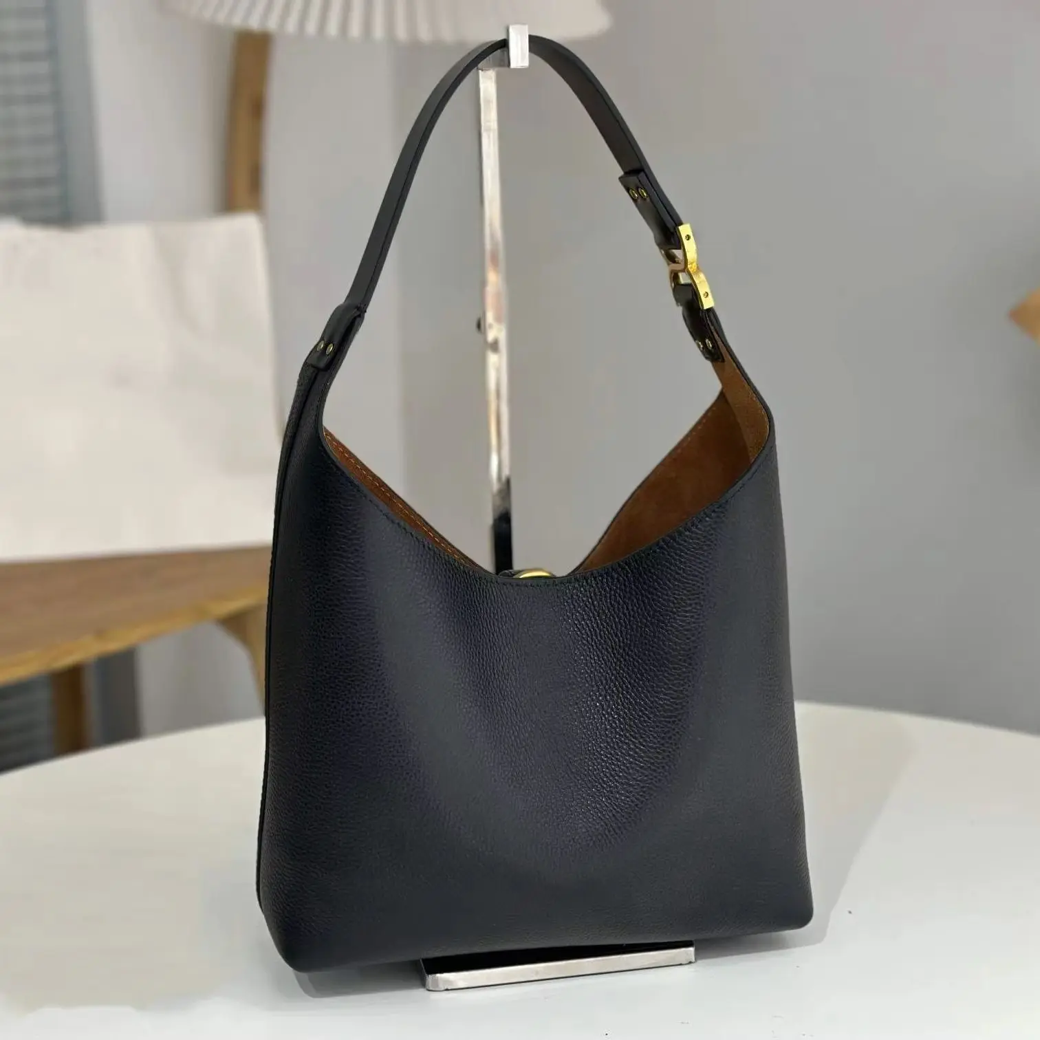 Ladies\' Classic Genuine Leather Underarm Bag 100% Real Leather High Quality Tote Bag Handheld Large Capacity Shopping Bag