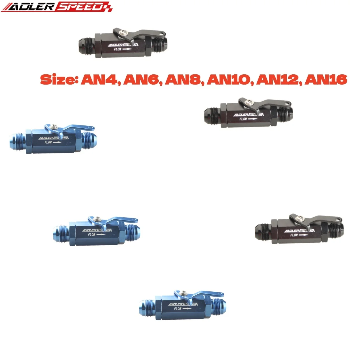 

4AN 6AN 8AN 10AN 12AN Aluminum Inline Fuel Shut Off Valve Cut Off w/ Cable Lever Black AN6 AN8 AN10 AN12