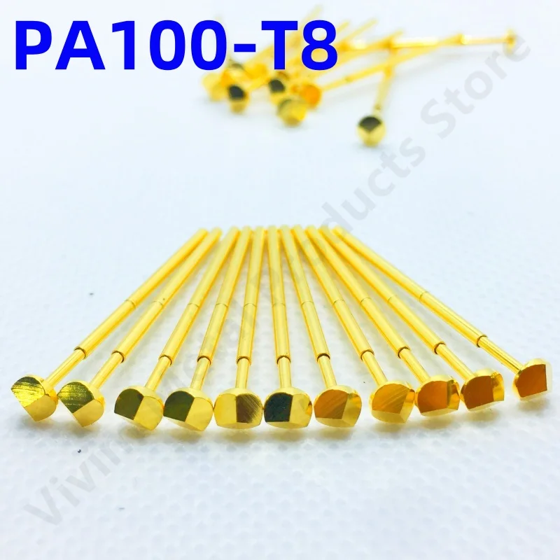 100PCS PA100-T8 Spring Test Probe PA100-T Test Pin P100-T P100-T8 Test Tool 33.35mm 1.36mm Needle Gold Tip Dia 4.0mm Pogo Pin