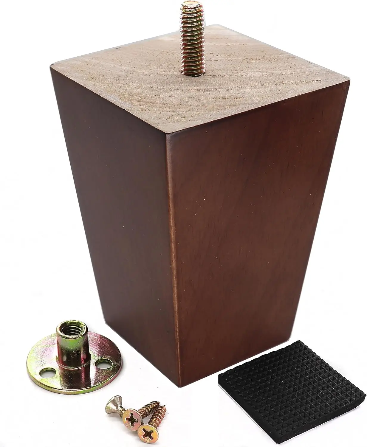 

4-Pack 4 Inches Wood Furniture Legs, Couch Legs, Sofa Legs, Mid Century, with 5/16 inch Bolts for Couch Ottoman Loveseat C