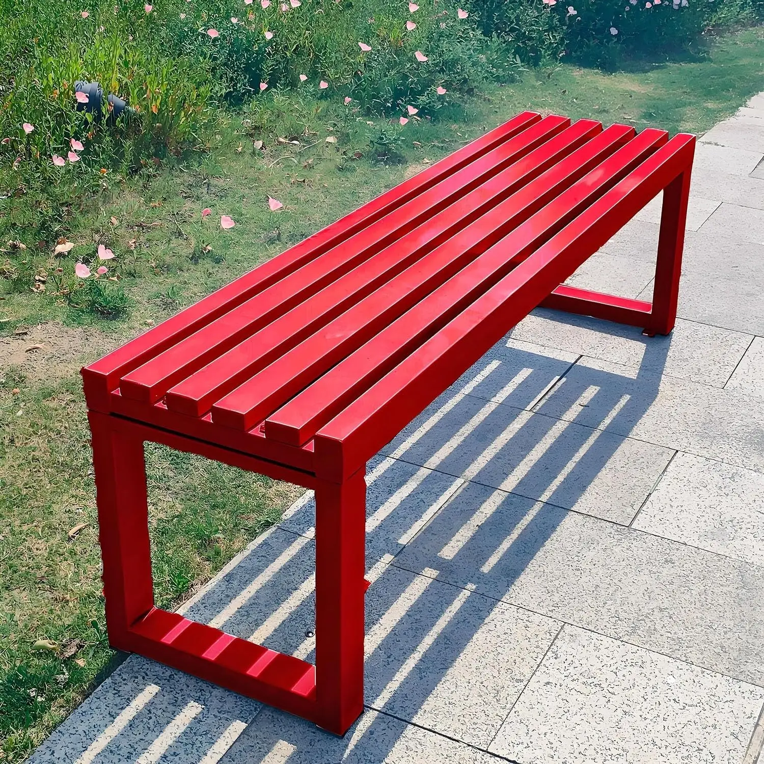 Garden Chair,Weatherproof 5.9ft Metal Outdoor Bench, Backless Cast Iron Patio Furniture for Garden, Park & Lawn - Stylish Green