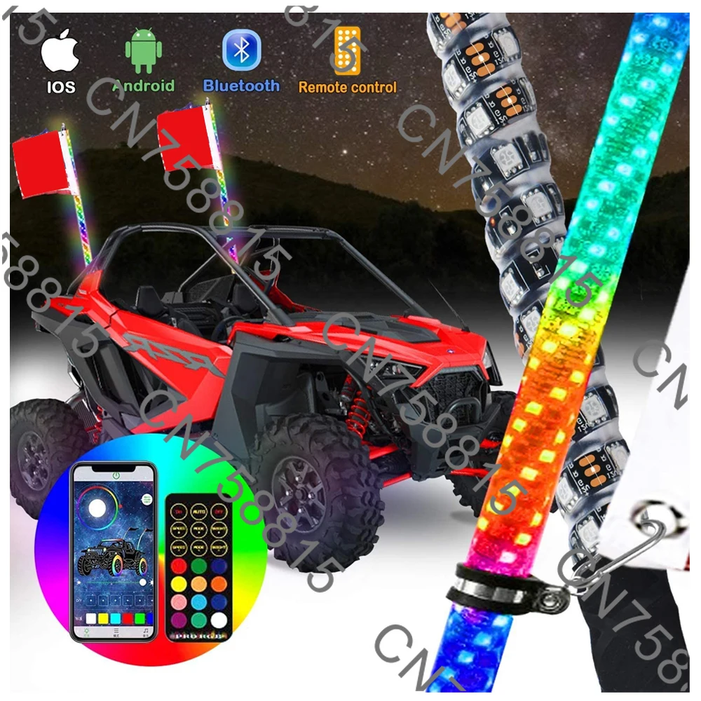 

Truck Universal Antenna Rgb Chasing Flag Loyalty Antenna Light Emitting Diode Whip Light Flexible ATV 4X4 Whip Light Utv