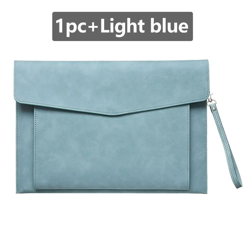Large Capacity A4 Leather Document Bag Simple Magnetic Button Business Briefcase Elegant Thickened Double Layer File Folder
