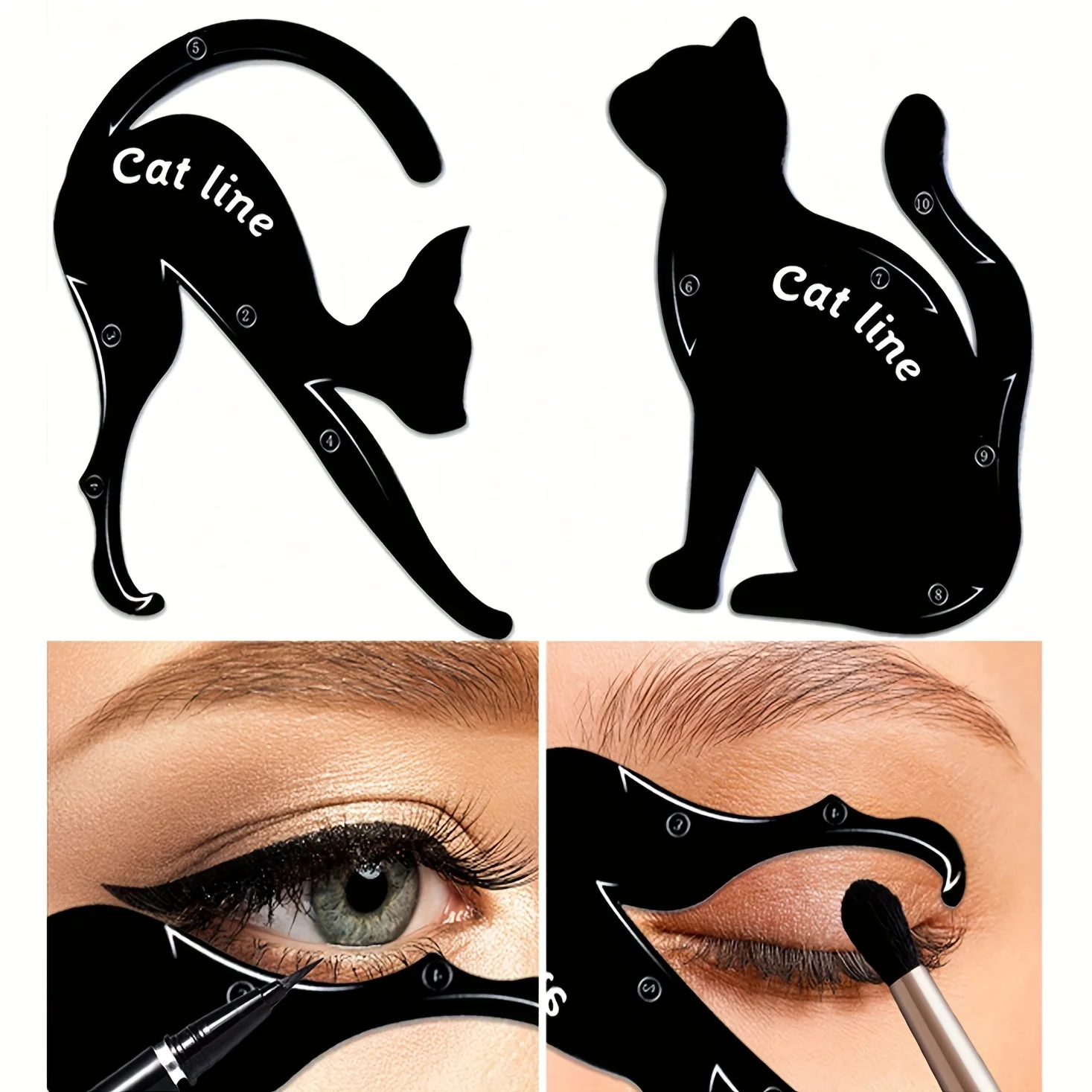 Cat-Shaped Eyeliner Stencil Kit, Smoky Eyeshadow Applicator, and Quick Makeup Stencil Tool for Perfect Eye Makeup