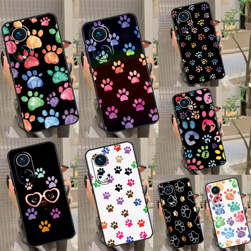 Watercolor Paw Prints Case For Honor Magic 5 Pro 10 50 70 90 Lite X7 X8 X9 X6a X7a X8a X9a Magic 4 Lite Coque