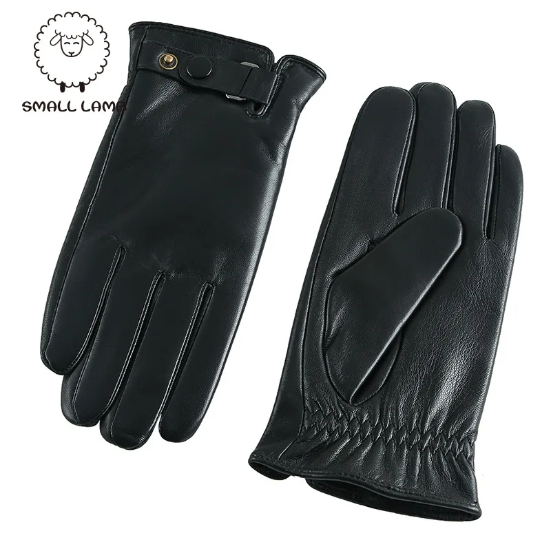 Wholesale Business Casual Autumn and Winter Men's Sheepskin Touch Screen Leather Gloves Soft Warm Fleece Thickened Winter