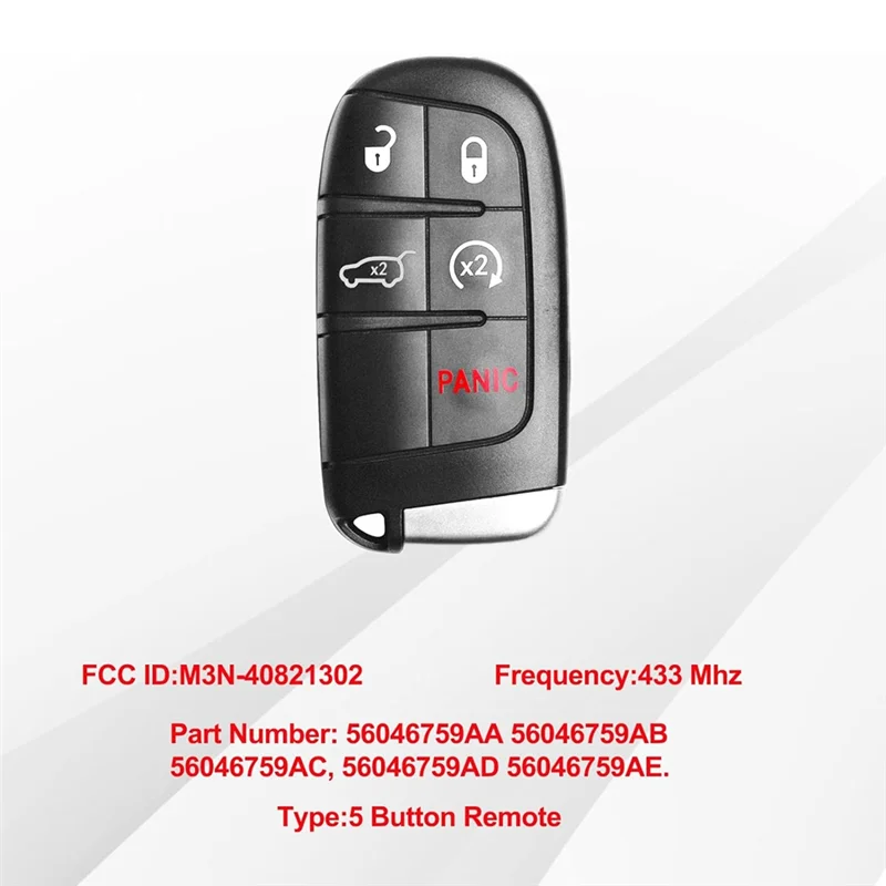 BB-Key Fob, Keyless Entry Remote Control For Jeep Grand Cherokee 2014-2022, M3N-40821302 68143505, 433Mhz 2PCS