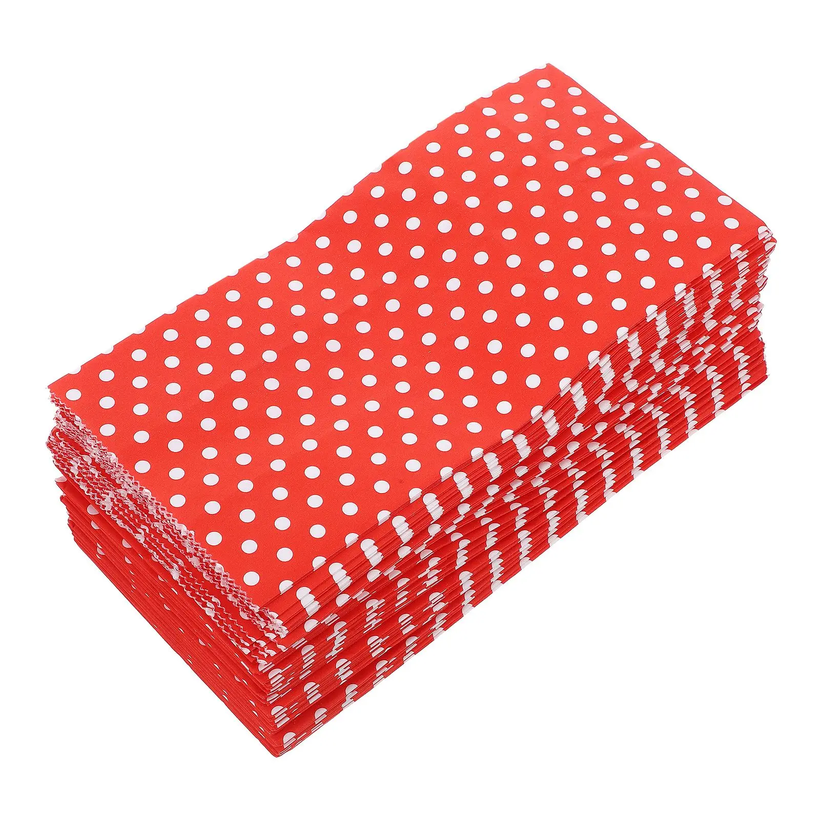 

50 Pcs Flat Mouth Dot Pattern Paper Bags For Gifts Small Red Party Favor Child Sweet Popcorn Bags Gift Packaging