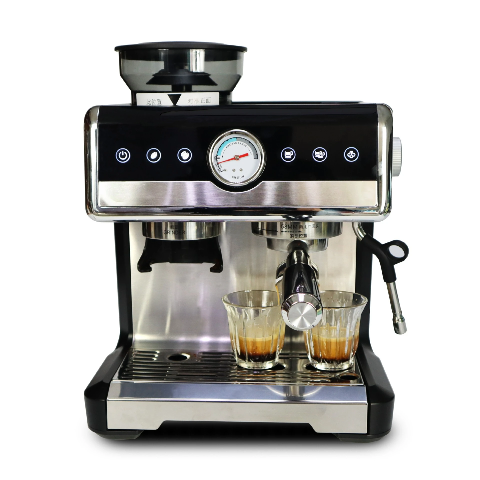 

220V espresso semi-automatic coffee machine, home, office, commercial milk foam grinding integrated coffee machine