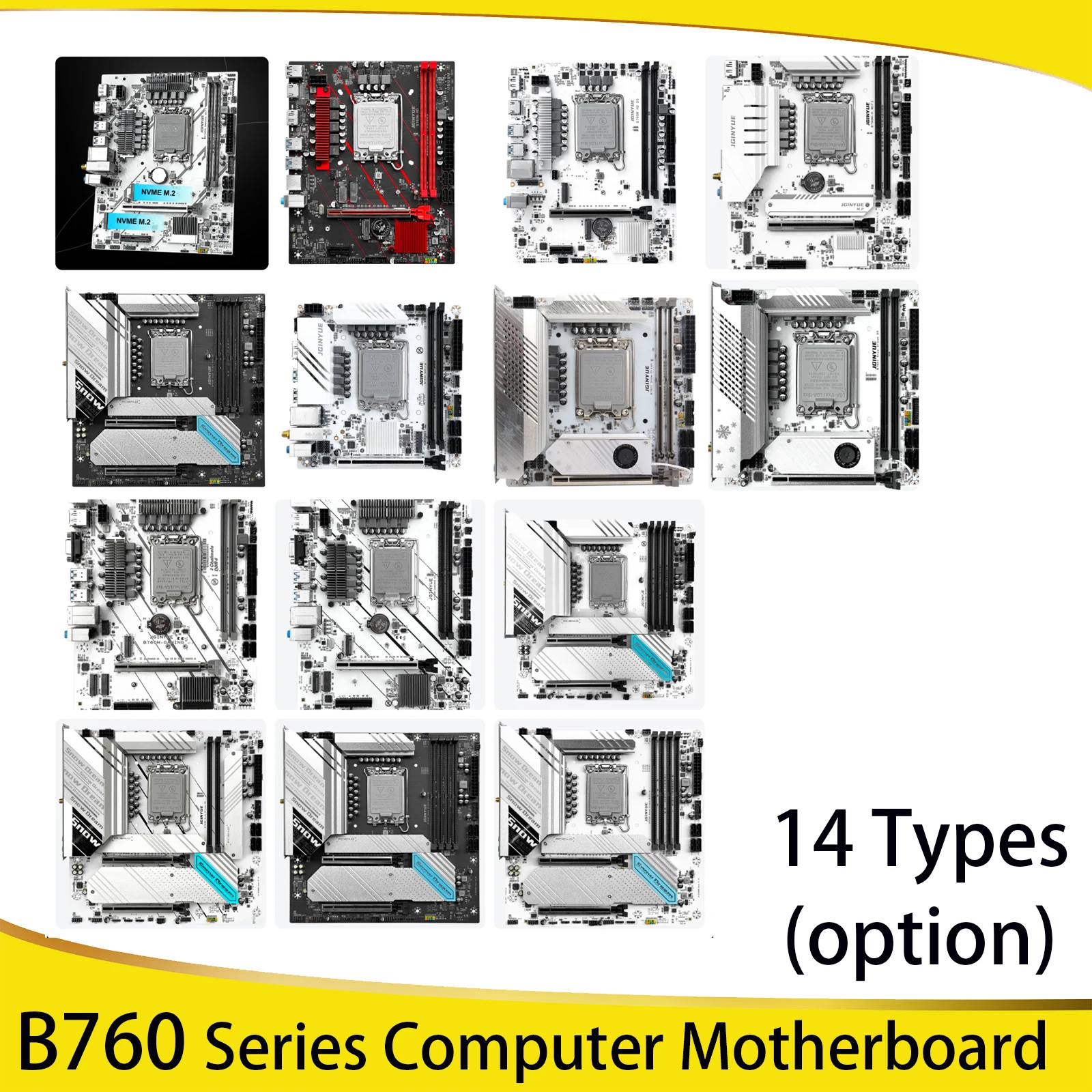 JGINYUE B760 Serie Computer-Mainboard 1700-Pin DDR4/DDR5 Unterstützt 12./13./14. Generation Core I3/I5/I7/I9 Einzel-Mainboard