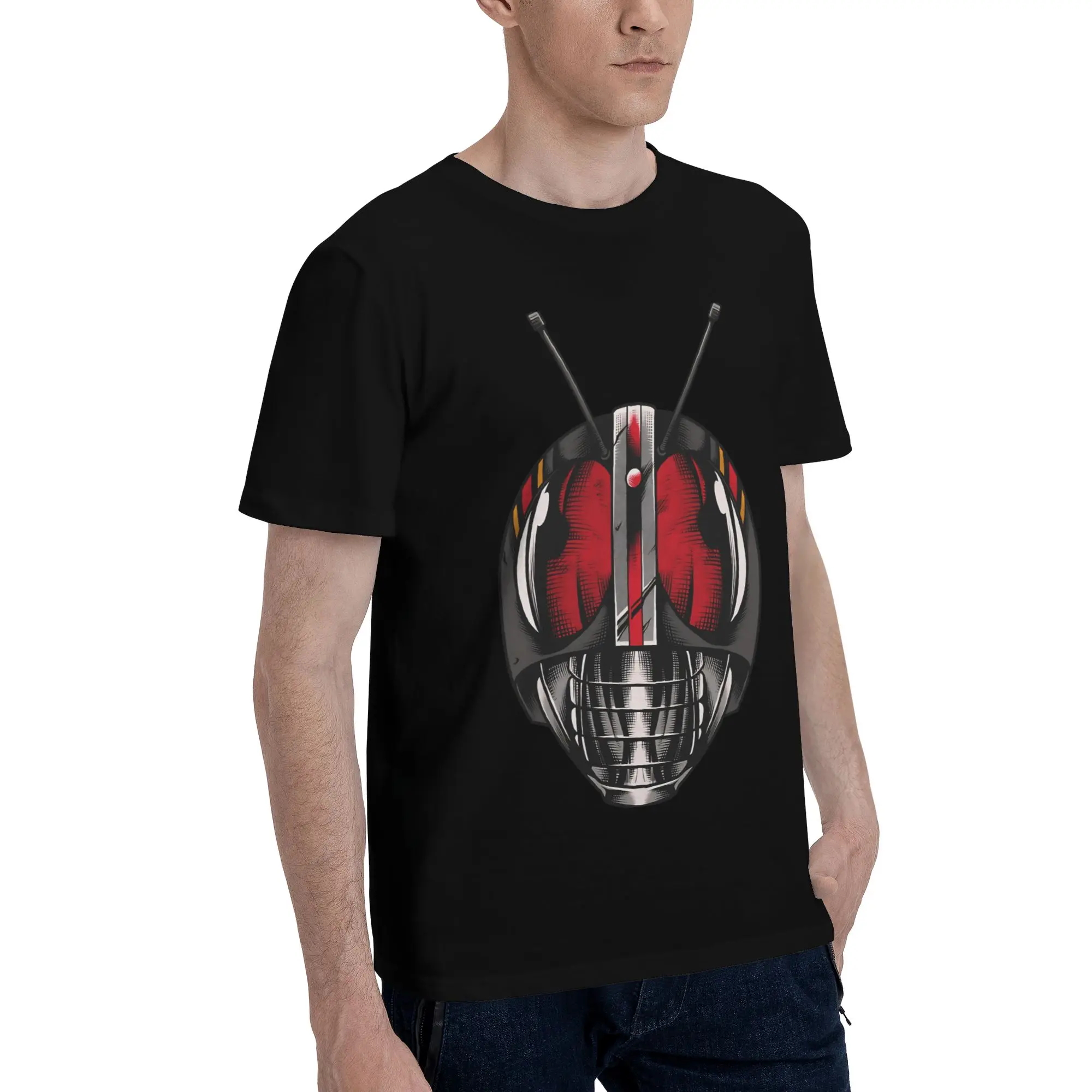 Black  Funny Graphic 100% Cotton T-Shirt Bandai Kamen Rider Tees Tops For Men