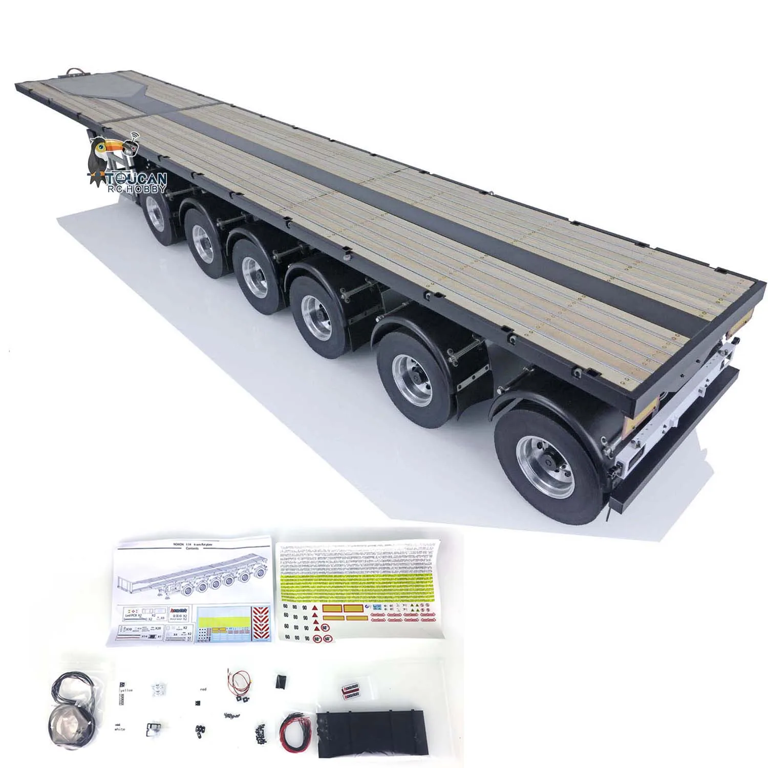 6 Axles Fury Bear Flat Trailer for TAMIYAYA 1/14 RC DIY Tractor Truck Remote Control Car Models Toy TH20585-SMT6