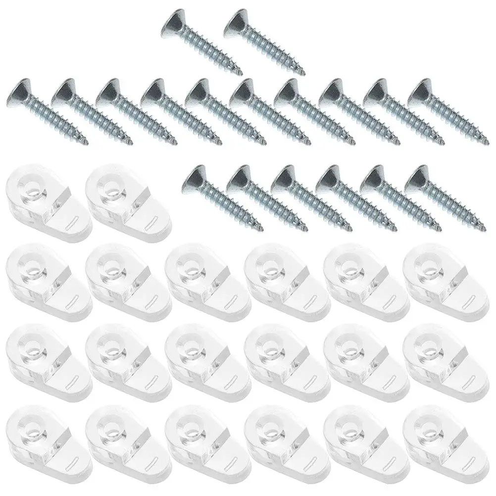 50Pcs Glass Retainer Clips Closet Glass Panel Clip Cabinet Glass Retainer Clip Display Mirror Holder With Screw Door Clear Panel