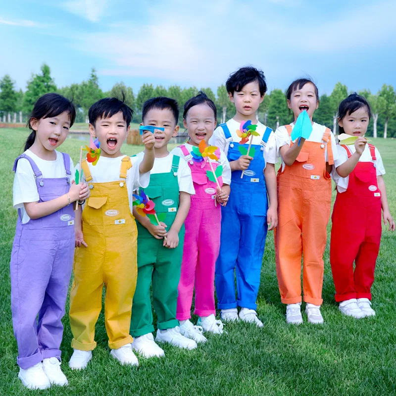 

Kids Hip Hop Colorful Overalls Girls Sweet Dungaree Children Candy Color Jumpsuit Street Dance Romper Boys Streetwear Trousers