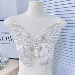 White Gauze Embroidery Butterfly Cloth Applique Dress DIY Decorative Patch Accessories Applique Accessories