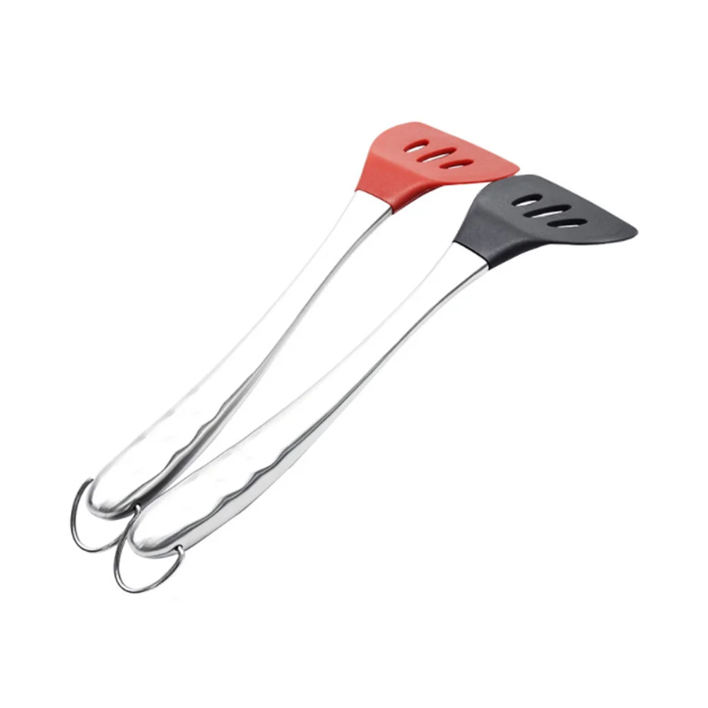 

Silicone Cooking Utensil Slotted Turner Round Ring Pattern Black Stainless Steel Handle Hanging Hole Nonstick Heat Resistant