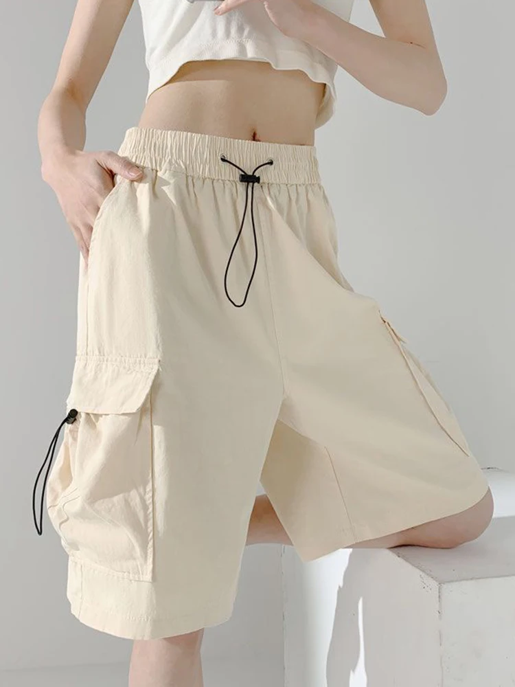 

Jmprs Big Pockets Y2K Cargo Shorts Women Vintage High Waist Streetwear Shorts Casual Loose Harajuku Retro American Bf Shorts New