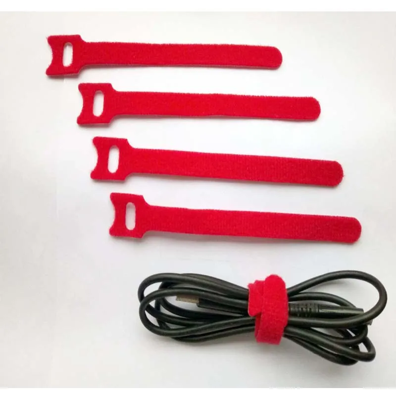 80pcs 300*12mm Red Nylon Reusable Magic Cable Ties with Eyelet Hole Back to Back Wrap Tie Strap Hook Loop Fastener Tape