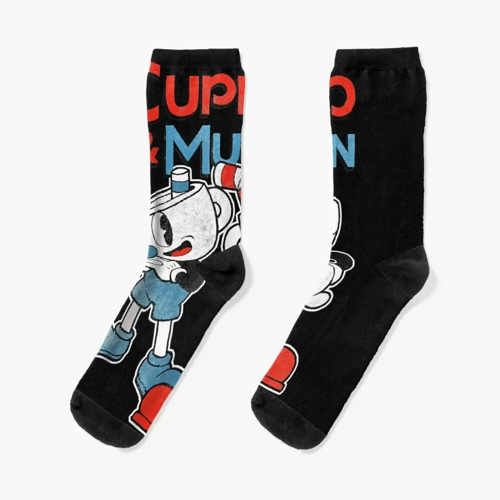 

Cuphead Mugman Dynamic Duo Graphic T shirt Socks hip hop happy Women's Socks Men's