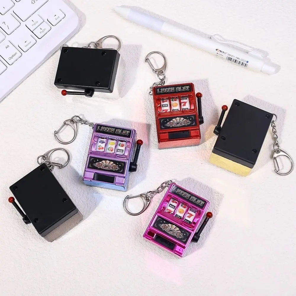 High Quality Stress Reliever Keychains Coin Operated Games Fruit Slot Machine Mini Lucky Jackpot Kids Adult