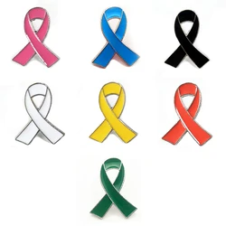 Yellow Ribbon Breast Cancer Enamel Pins Red Green Pink Purple White Blue Black Orange Rose Prevention Awareness Badge Brooches