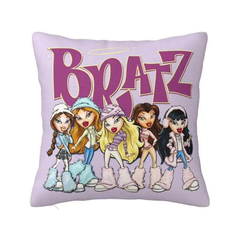 Bratz Doll Square Pillow Cover Home Decor Tv Movie Cartoon Cushions Throw Pillow for Living Room Double-sided Printing