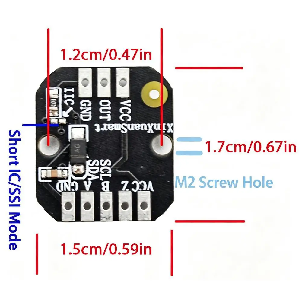 MT6701 Non-contact Magnetic Encoder 14-bit Resolution Angle Position Sensor Module SSI I2C ABZ PWM Analog Mode 1-1024 PPR