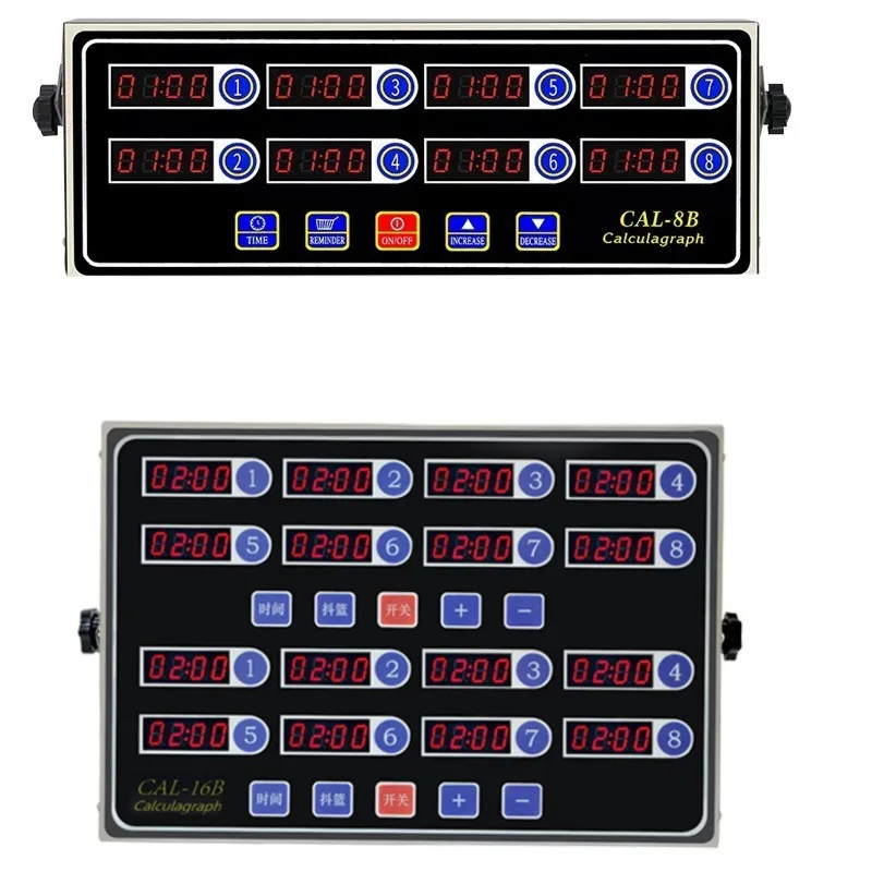 Commercial multi-eight channel timer, kitchen reminder bake timer