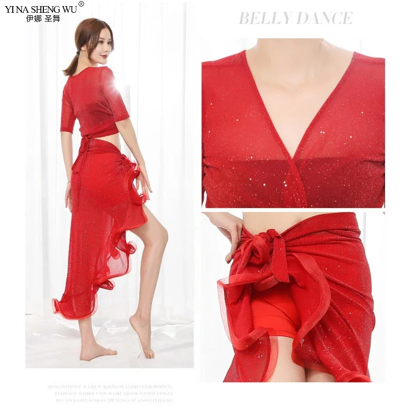Damskie seksowne stroje do tańca brzucha, orientalne kostiumy, top i spódnice, rozcięte ubrania do ćwiczeń, profesjonalny strój do tańca brzucha.
