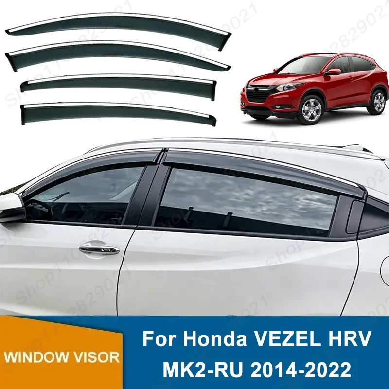 4Pcs Window Visor For Honda VEZEL HRV MK2-RU 2014-2022 Weathershield Sun Rain Deflector Guard Car Window Deflector 2015 2016