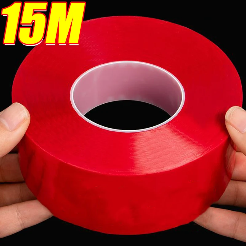 1/5 ม้วน Strong กาวเทป Strong อะคริลิค Non-marking CLEAR NANO เทปสองด้านฟิล์มสีแดงเครื่องมือกันน้ํา Home Wall สติกเกอร์