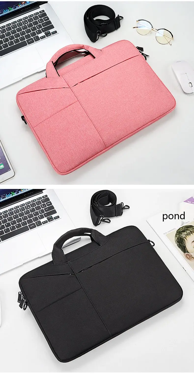 Oxford Laptop-Umhängetasche 14 15 Zoll Wasserdichte Aktentasche für MacBook Tragbare Schulter-Handtasche – Detail 16