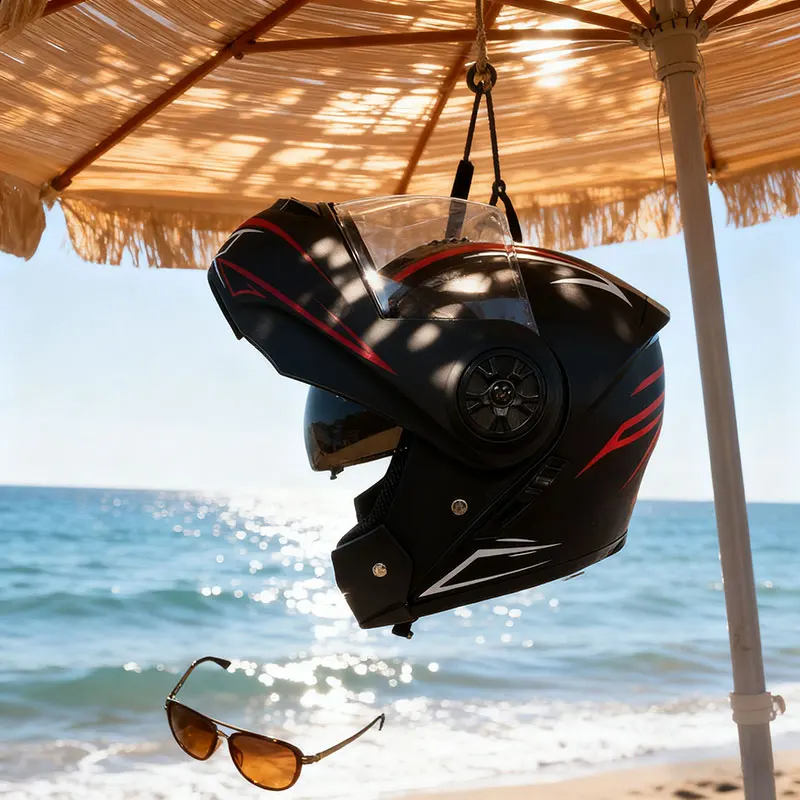 

Latest DOT Approved Safety Modular Flip Motorcycle Helmet Voyage Racing Dual Lens Helmet Interior Visor