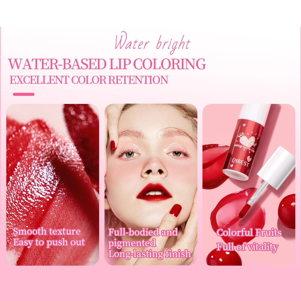 QIBEST Mirror Water Lip Gloss Makeup Velvet Waterproof Moisturizing Long Lasting Lip Tint Lipstick Cosmetic Beauty Lipgloss