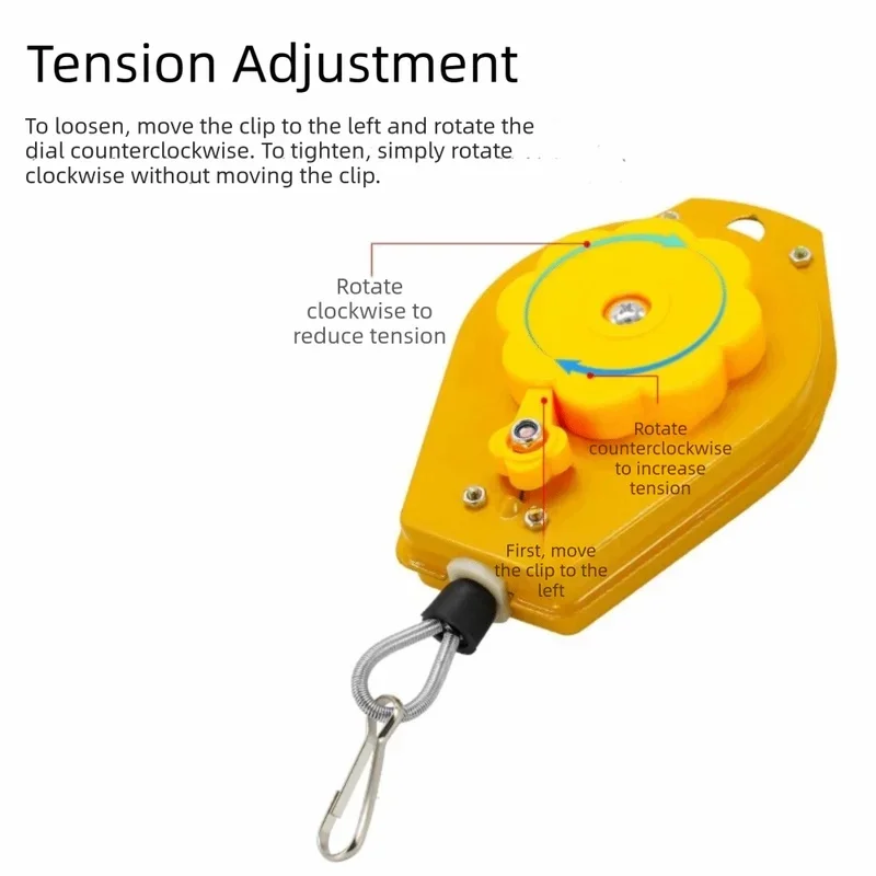 Steel Wire Rope Spring Balancer 3 to 5Kg Load Ergonomic Design Retractable Tool Holder Long-Lasting Coil Space-Saving