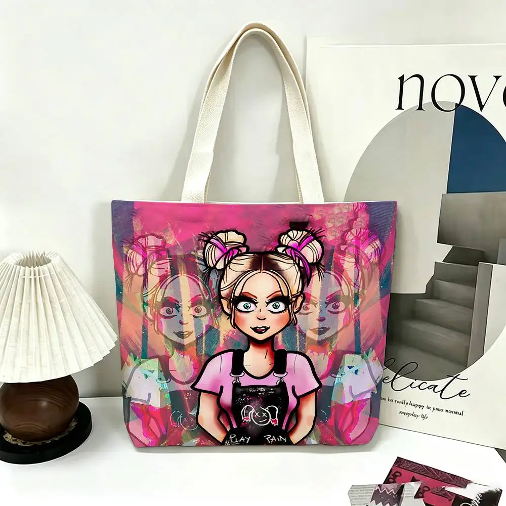 Sac fourre-tout en toile imprimée A-Alexa B-Bliss Wrestling, sac à bandoulière, sac de shopping pour maman, sac de transport quotidien