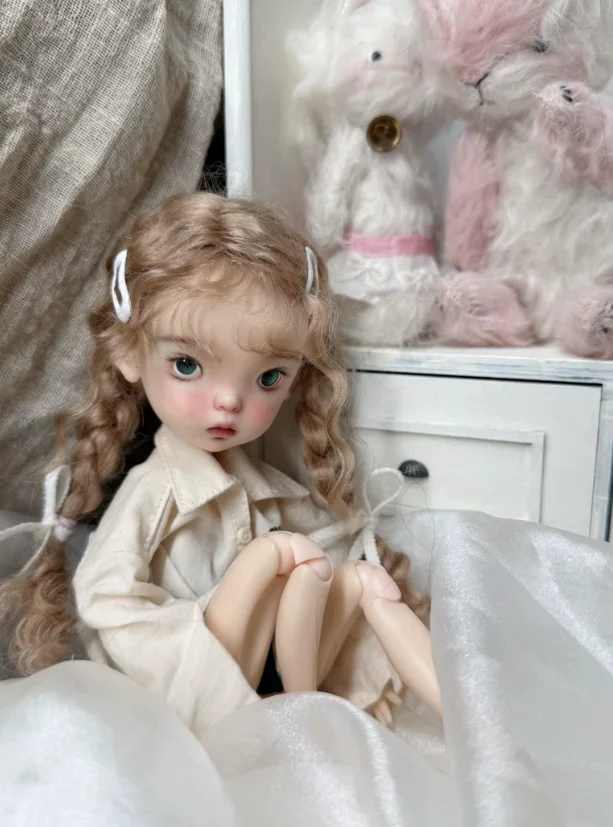 Handmade 1/6 BJD Mohair Wigs: Retro Curls, Twin Braids & Ombre in 2 Sizes (16/16.5cm) - Premium Comb-Top Quality