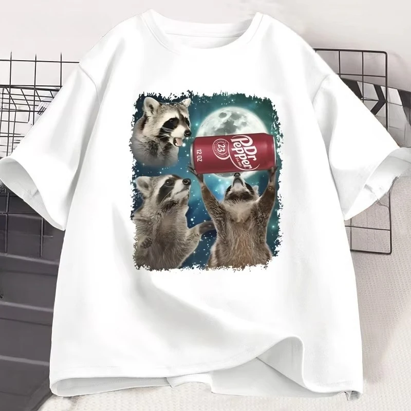 Three Raccoons Pepper Grafik-T-Shirts für Männer und Frauen, lustiges Meme-T-Shirt für Waschbärenliebhaber, lockeres Kurzarm-Streetwear-T-Shirt