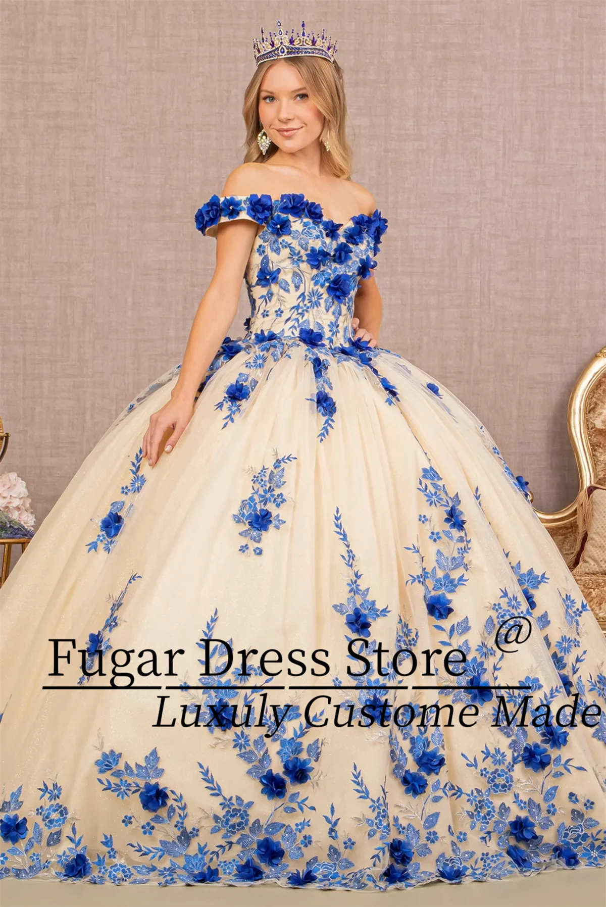 Belle robe De Quinceanera personnalisée, broderie florale 3D, épaules dénudées, en maille, longueur au sol, robe De bal