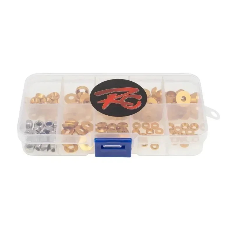 ชุดตกแต่งสกรูพร้อมแหวนรองอะลูมิเนียมอัลลอยด์แบบหัวจม M2.5 M3 M4 สำหรับรถ RC ทุกรุ่นขนาด 1/10 1/8