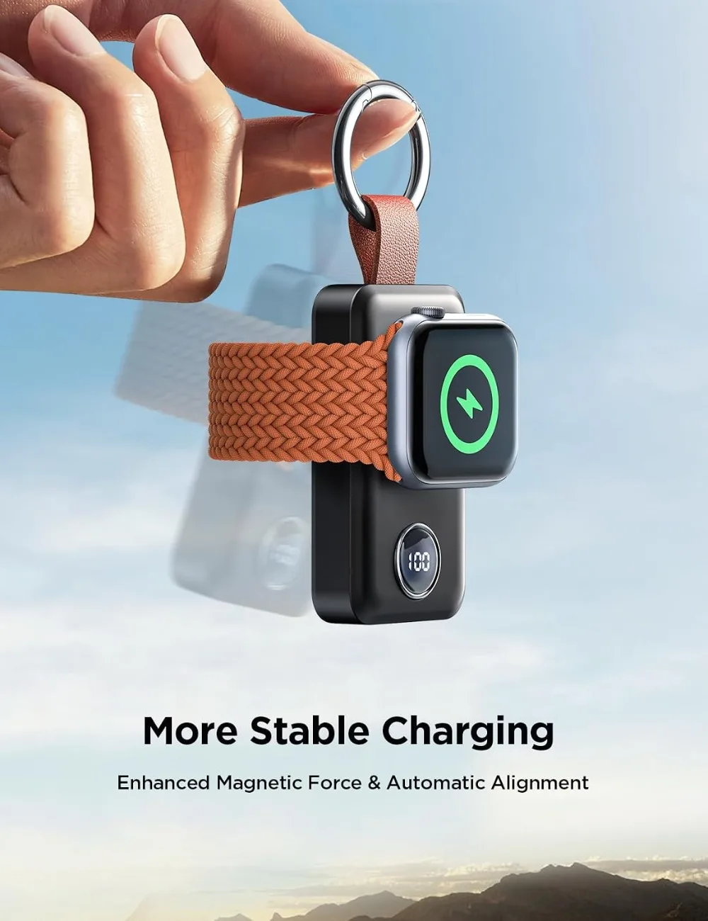 Portable 2000mAh Wireless Charger for Apple Watch Series 11/10/9/8/7/6/5/4/3/2/1/SE/Ultra 3/Ultra 2/Ultra, Compact Magnetic iWatch Charger Keychain Style Travel Essentials view 4
