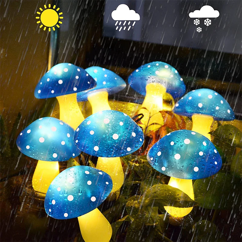 Solar Mushroom Light Garden Outdoor Decor 8 Modes Waterproof Mushroom Lamp Pathway Landscape Yard Easter Halloween Xmas Sunlight