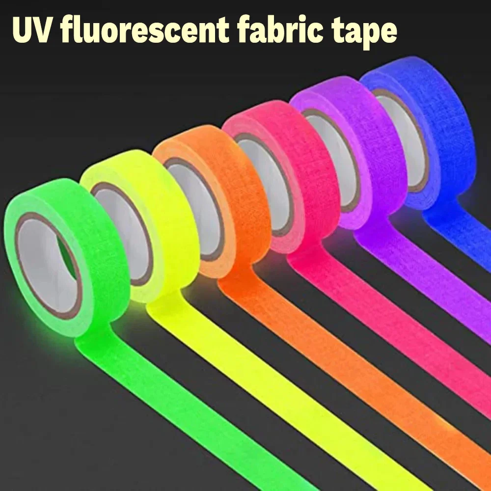6-Rollen Neon Gaffer-Stoffband, fluoreszierendes UV-Schwarzlicht, im Dunkeln leuchtendes Klebeband für UV-Party-Material, Handkonto-Klebeband, Geschenkpackung