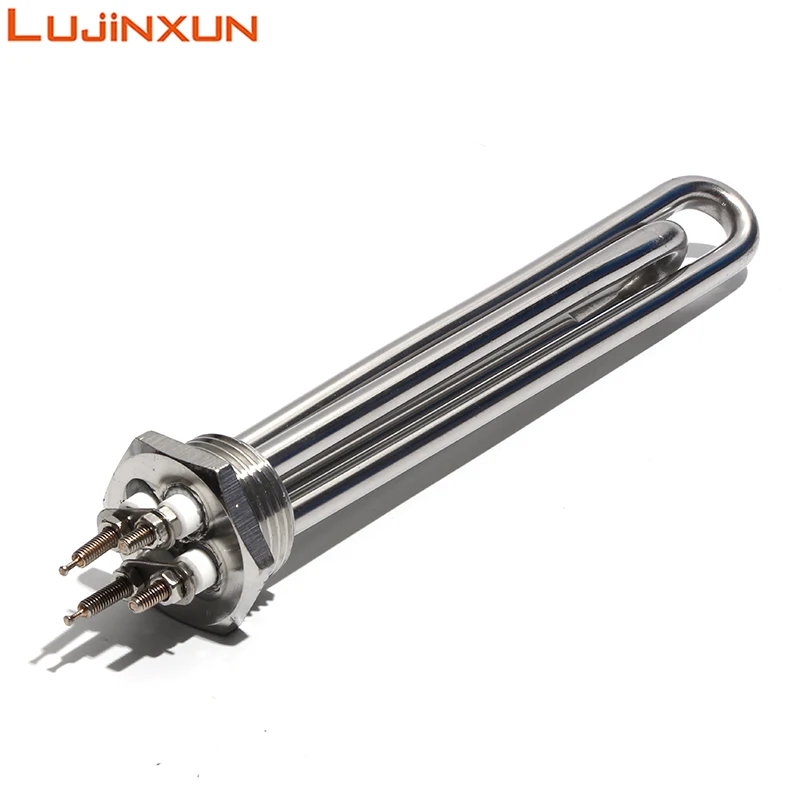 LUJINXUN 12V 36V Submersible Water Heater Element Stainless Steel Heating Double U Type with 1 Inch Thread