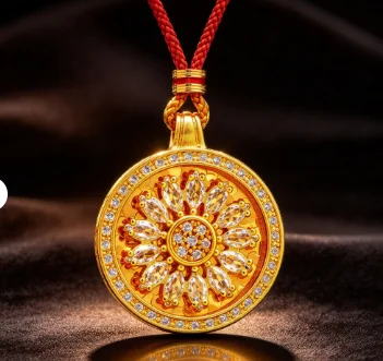 Daisy turntable pendant high sense delicate string round necklace female 9999gold