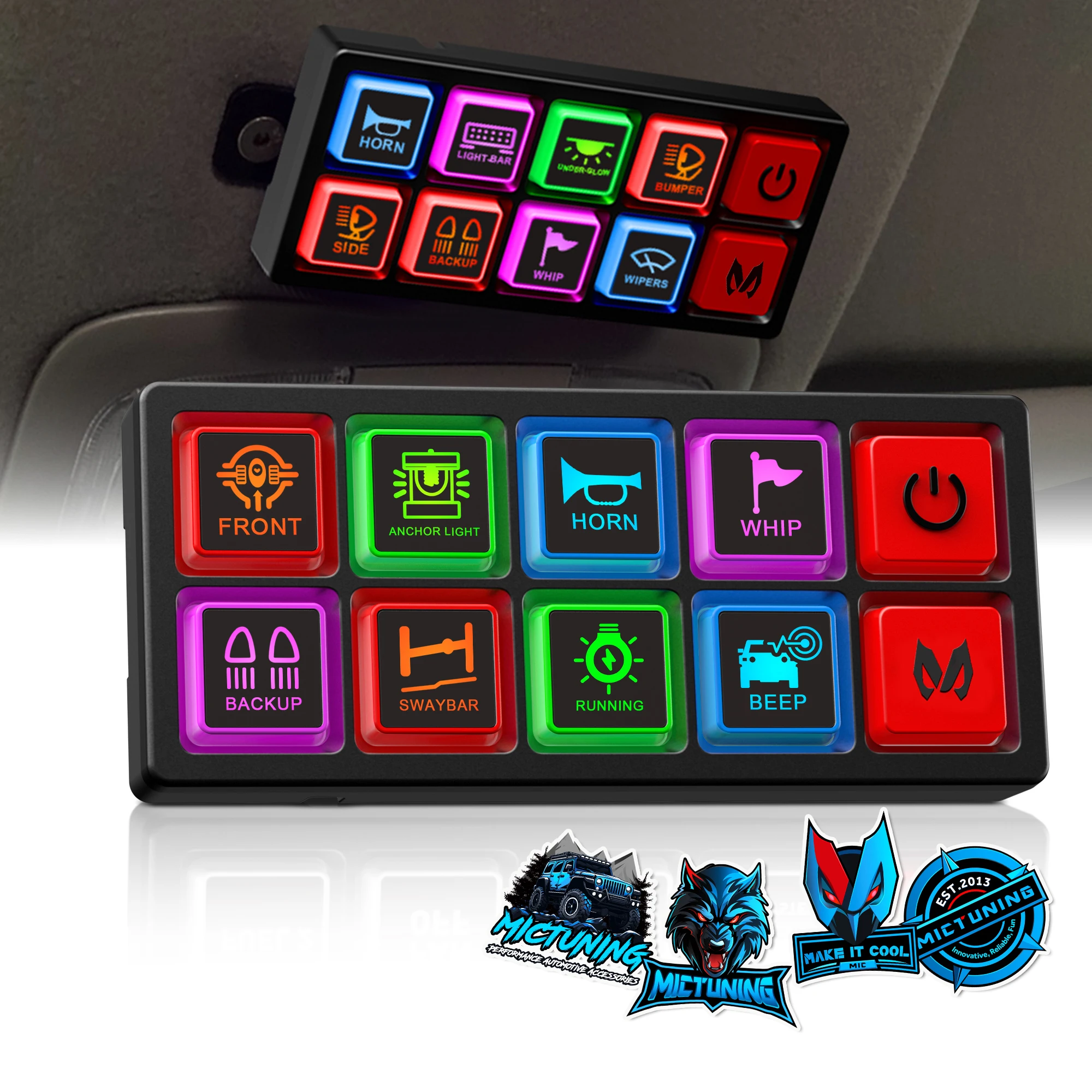 

Mictuning 8 Gang Switch Panel Universal Circuit Control Relay System Toggle On-Off Touch Pod for Car Truck Offroad ATV SUV