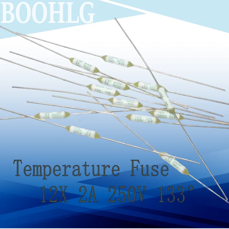 5PCS Temperature Fuse 12X 2A 250V 133 Degree Axial Lead Link Temperature Cutoff 133C