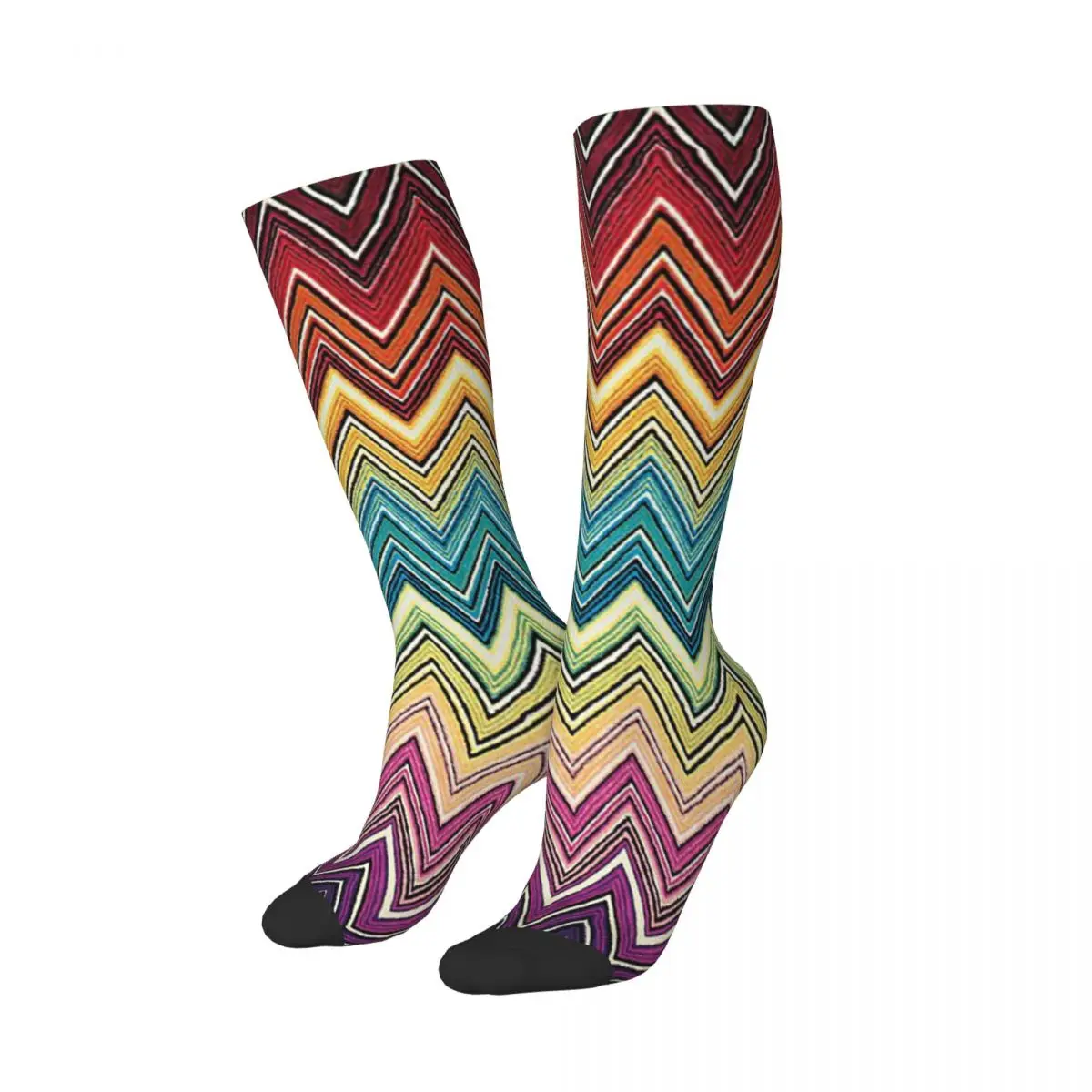 Boho Chic Modern Zigzags Geometric Multicolor5 Socks Harajuku Stockings All Season Long Socks Accessories Christmas Gifts
